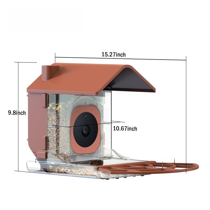 Outdoor Bird Feeder with Camera Automatic Parrot Feeder Drinker Food Container Cage Accessories for Small and Medium Parakeets