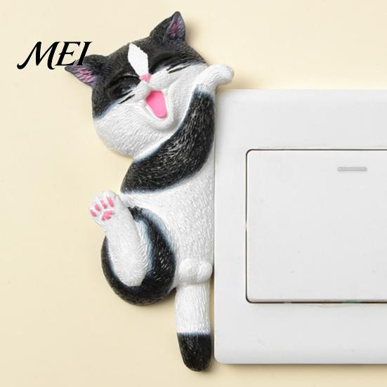 Cubierta de Interruptor de Luz de Gato Pegatina 3D, Placa de Pared Decorativa de Resina, Pegatinas Decorativas de Animales Lindos, Decoraciones Peel And Stick para el Hogar Dormitorio