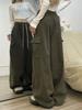 Women's Retro Slimming Wide Leg Joggers with Multi-Pockets - Casual Spring/Autumn Pants