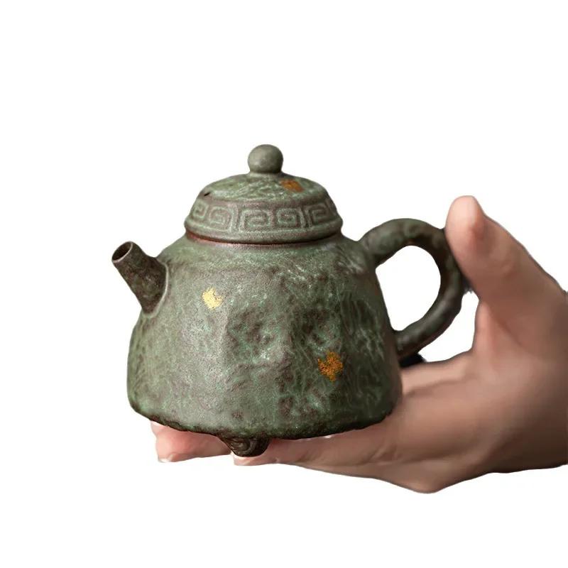 Leere Zhai Alter Fels Ton Dingle Topf Bronze Glasur Teekanne Kung Fu Japanischer Stil Teezubereitung Gerät Teefilter Teekessel