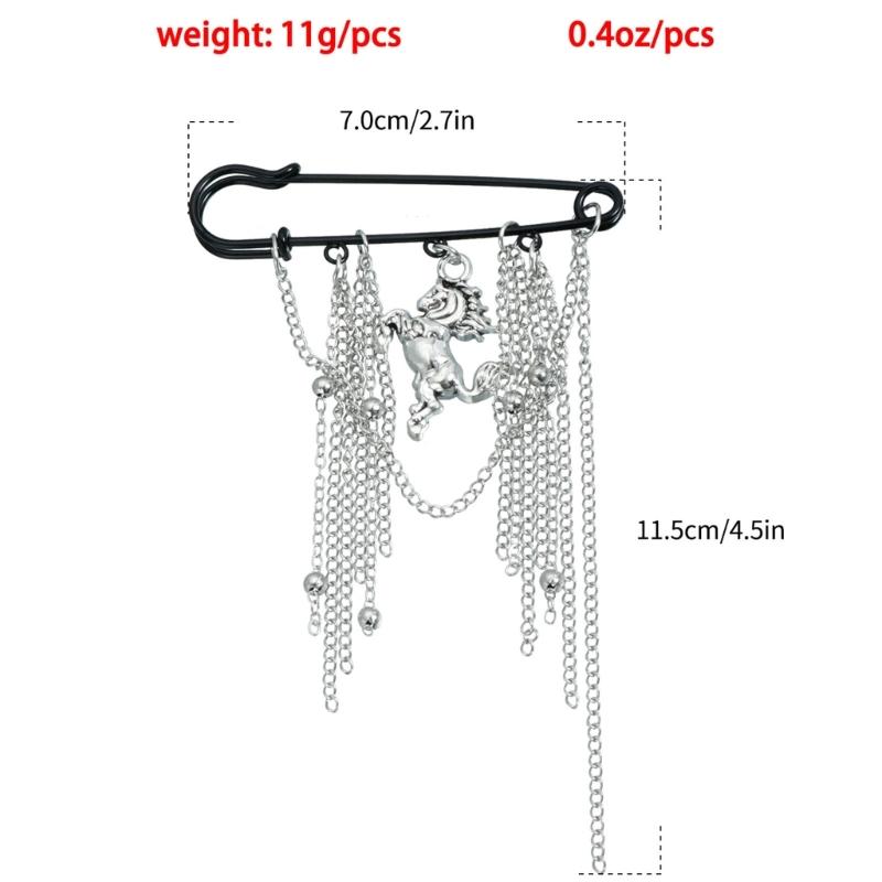 Stylish Tassels Brooch Horse Year Design Geometric Badge Pin Functional Clasp For Outfits And Festive Celebrations