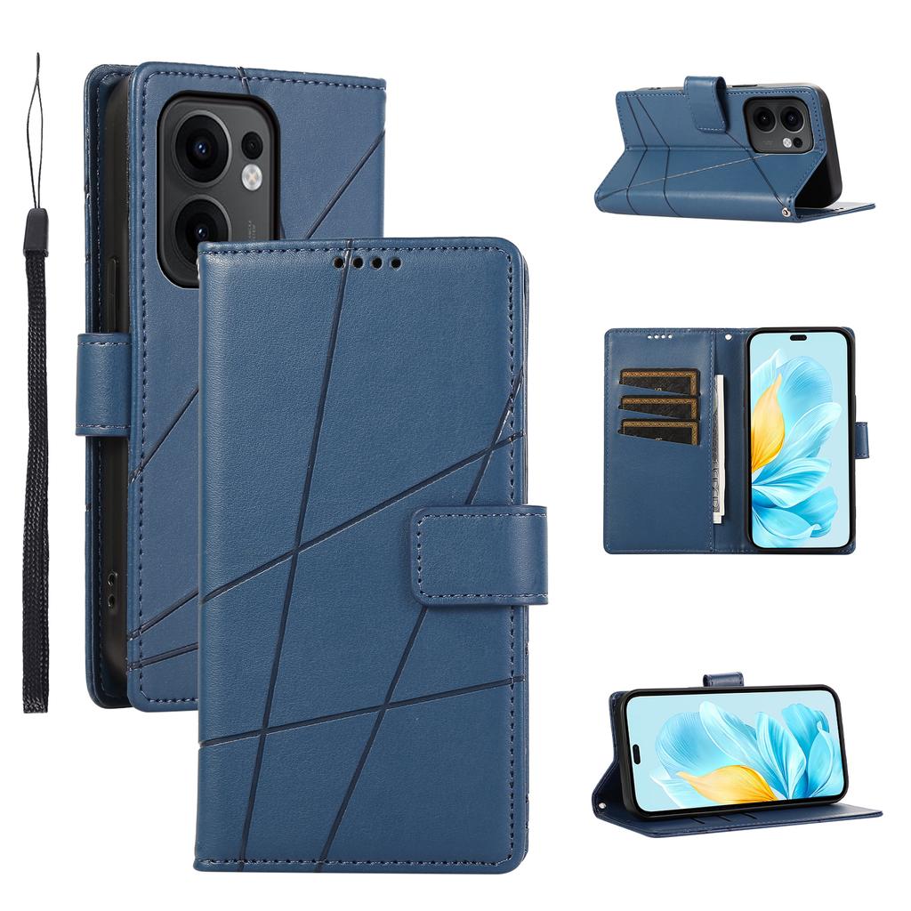 DF-06 For Oppo Reno13 F 5G (Reno 13 FS 5G)/4G Phone Case Line Imprint Leather Wallet Cover