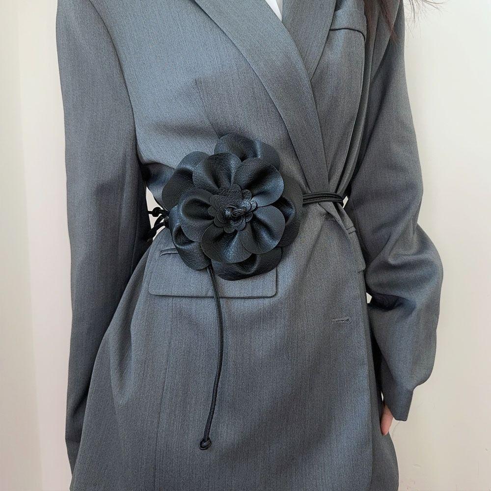 Květinový Pás Velký Kožený Provázkový Pás PU Kůže Květinový Pasový Řetízek Doplňky ke Šatům