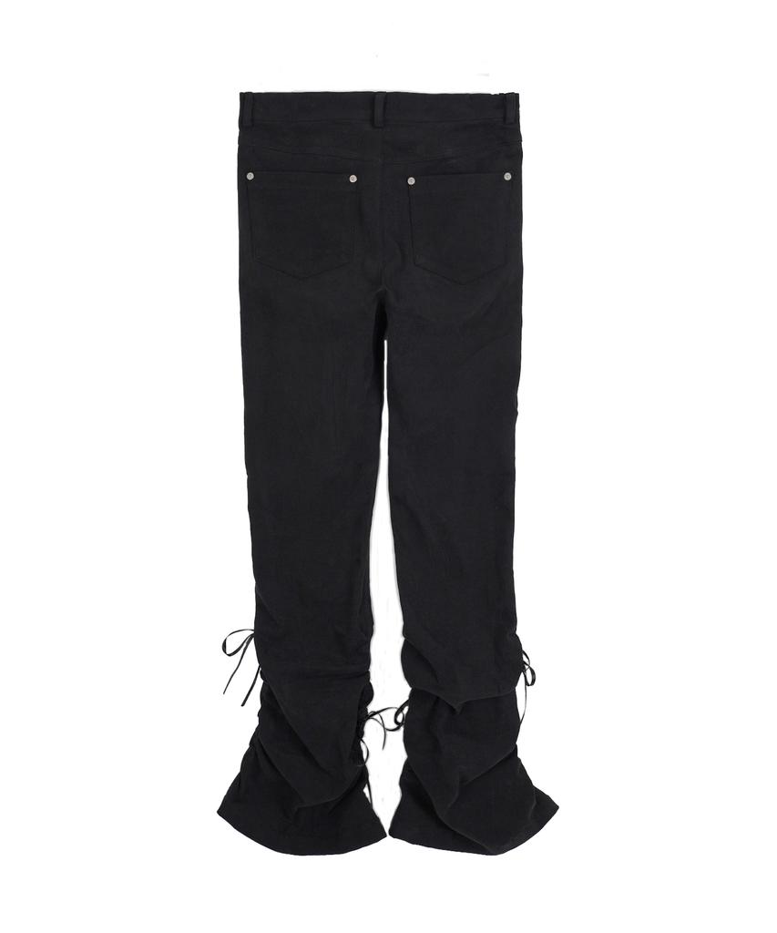 HIGH SCHOOL DISCO Ribbon Shirred Bootcut Peach Cotton Pants_Black