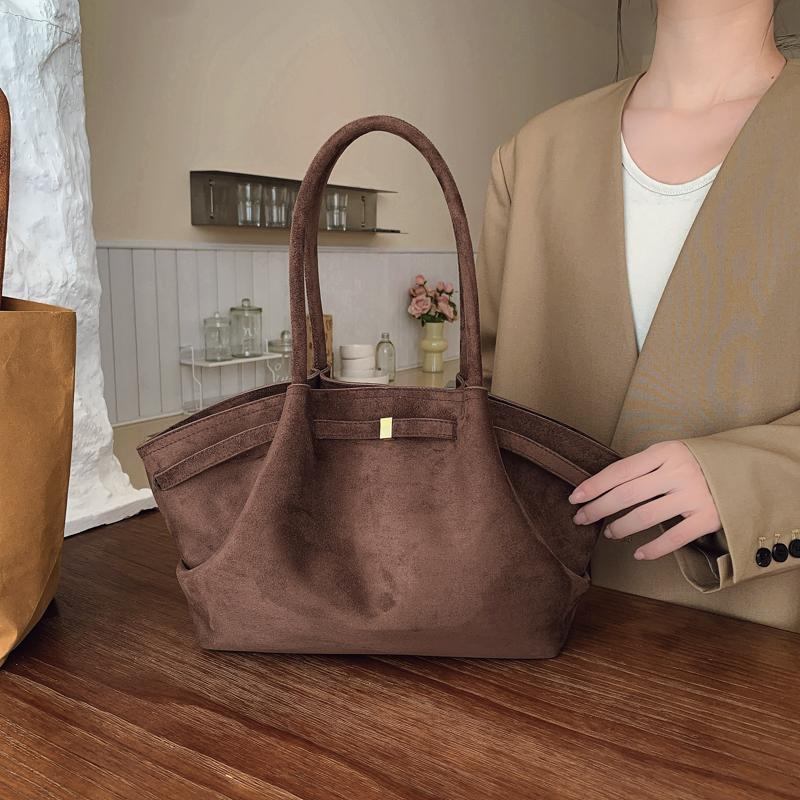 2026 Damen Wildleder-Tragetasche mit Innentasche Achseltasche Große Kapazität Einfarbige Umhängetaschen für Arbeit Reisen Geldbörsen Handtaschen