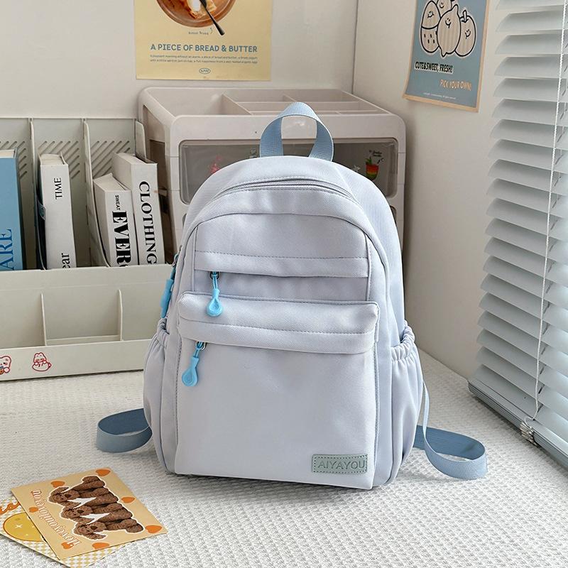 Leisure campus solid color high school student schoolbag new small fresh nylon travel backpack outside
