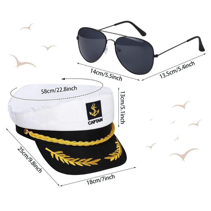 5 szt./zestaw Halloweenowy strój pilota stewardesy Zestaw z tkaniny Marynarska czapka Szalik Kapelusz lotnika Okulary Akcesoria imprezowe do odgrywania ról