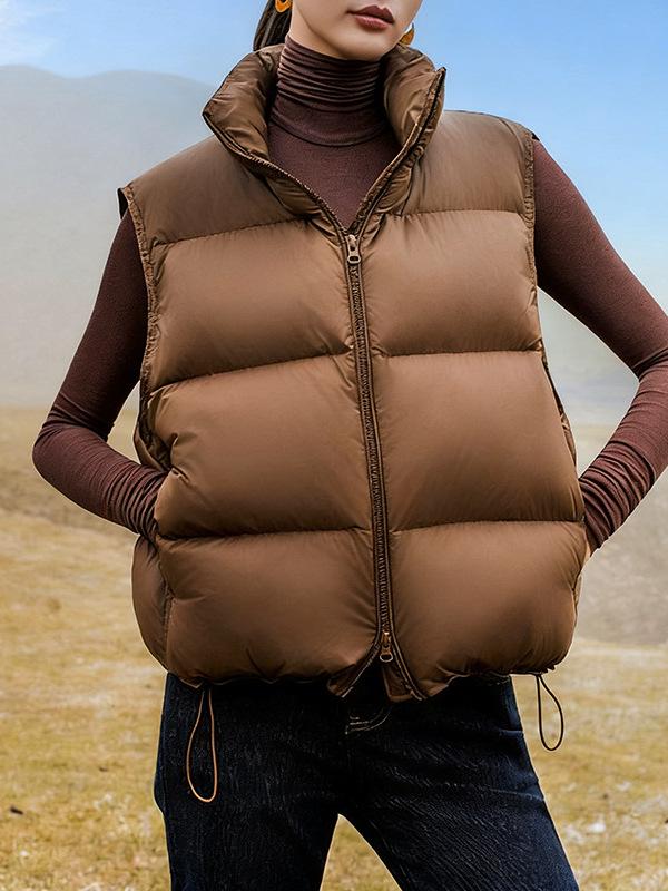 Women's Stand Collar Puff Down Vest - New Style Winter Sleeveless Gilet