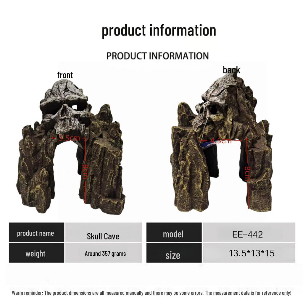 Skull Rockery Fish Tank Ornament: Creative Stone Cave for Fish and Shrimp Hideaway