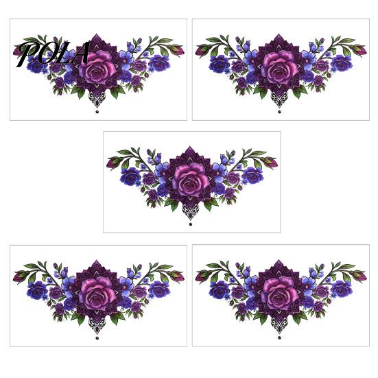 5 Sheets Colorful Butterfly Flower Tattoo Stickers, Waterproof Temporary Body Art, Hypoallergenic Floral Chest Back Decals for Women Girls