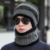 Men's Striped Woolen Hat Thick Hat Warm Winter Hat Versatile Anti Cold Cover Head and Neck Protection Cotton Hat for Men