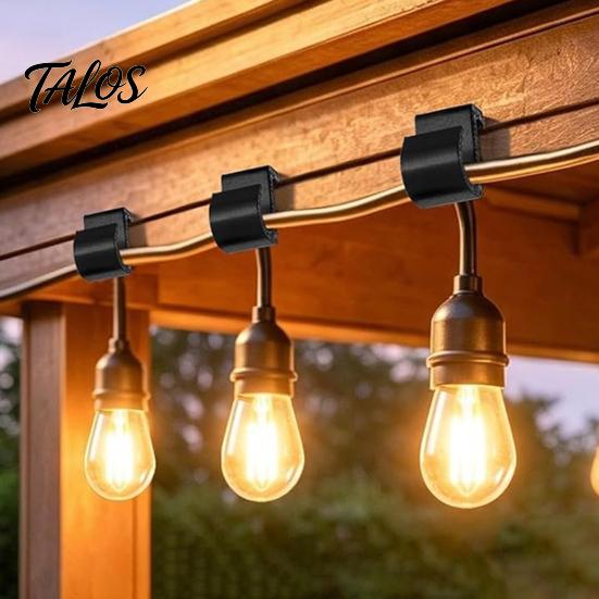 String Light Installation Tools Outdoor Clips, Black Plastic Organize Hooks, Weather Resistant Mounts Snap-on Fasteners for Garden Backyard Decoration