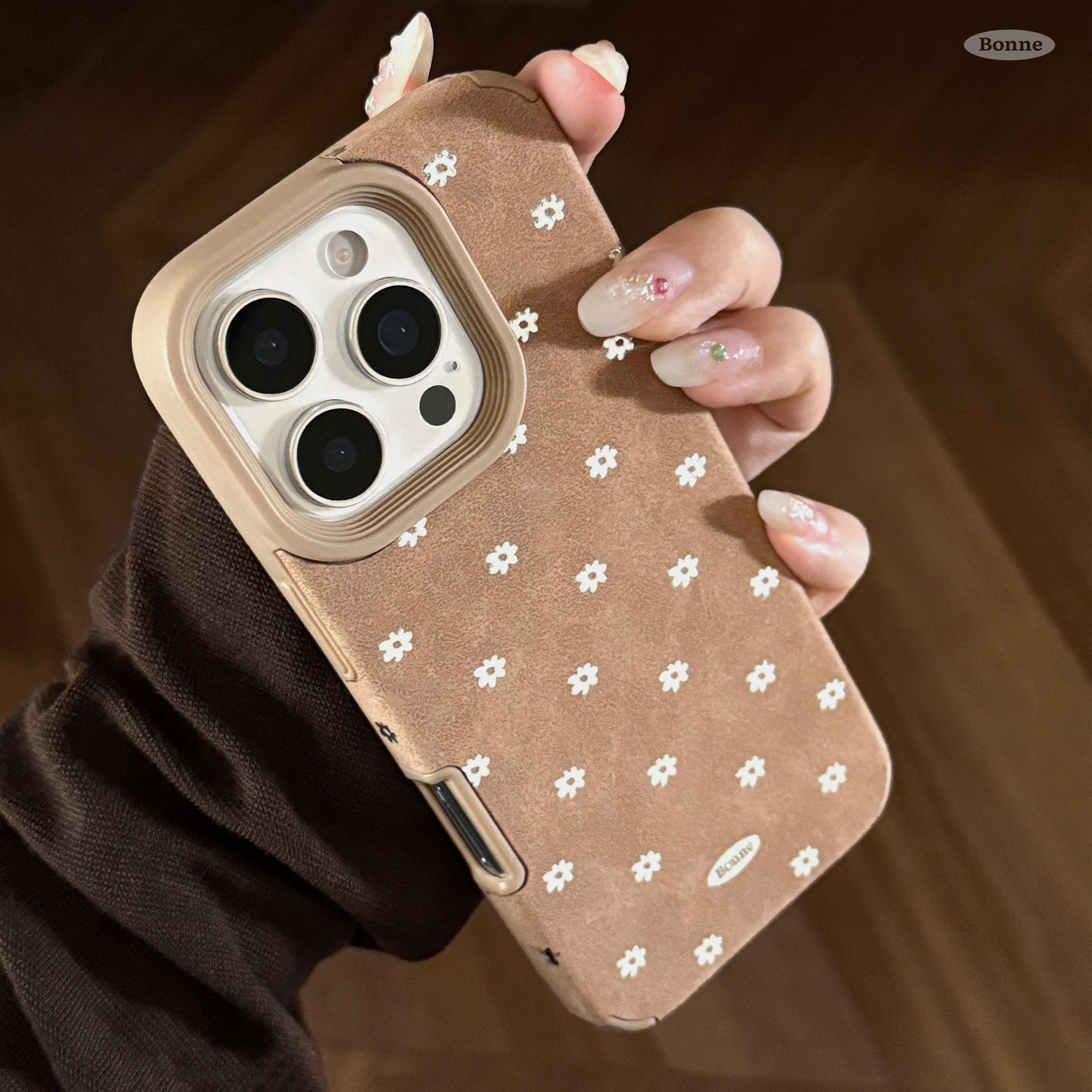 

Gilded for IPhone 17 for Apple 16 Promax Phone Case 15 Autumn/Winter Brown Fleece Flower 14 Suede 13 Anti Drop 11