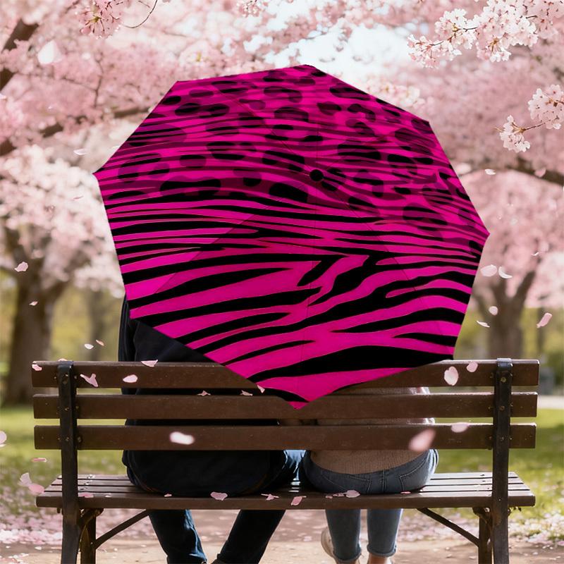1PC Leopard Print Zebra Stripes Umbrella-8-Rib Reinforced, Automatic Open, Lightweight & Durable, Cute Fashion Accessory for Outdoor-T370
