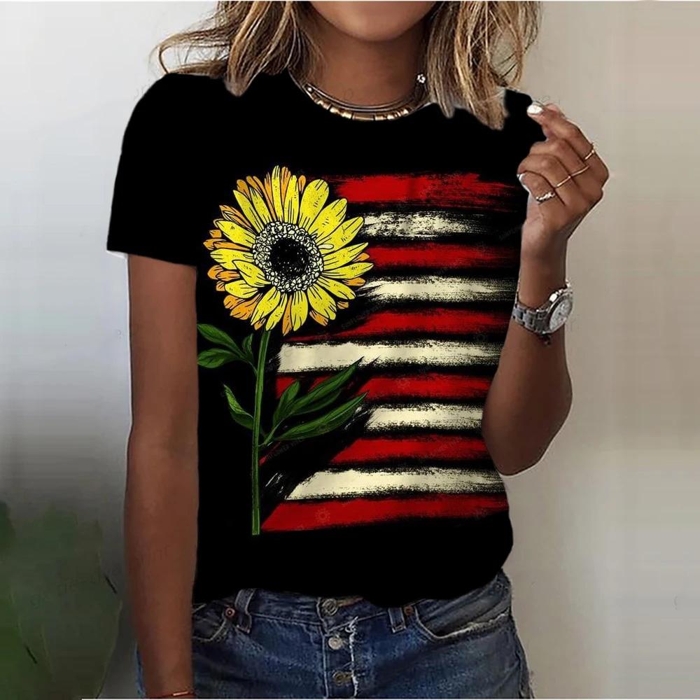 

Летняя женская футболка повседневная кавайная Подсолнух Кот 3D принт женская дышащая футболка с круглым вырезом Harajuku женские топы 6XL