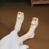 Pearl sandals women's summer new models with skirts gentle wind evening shoes thick heels not tired feet high heels