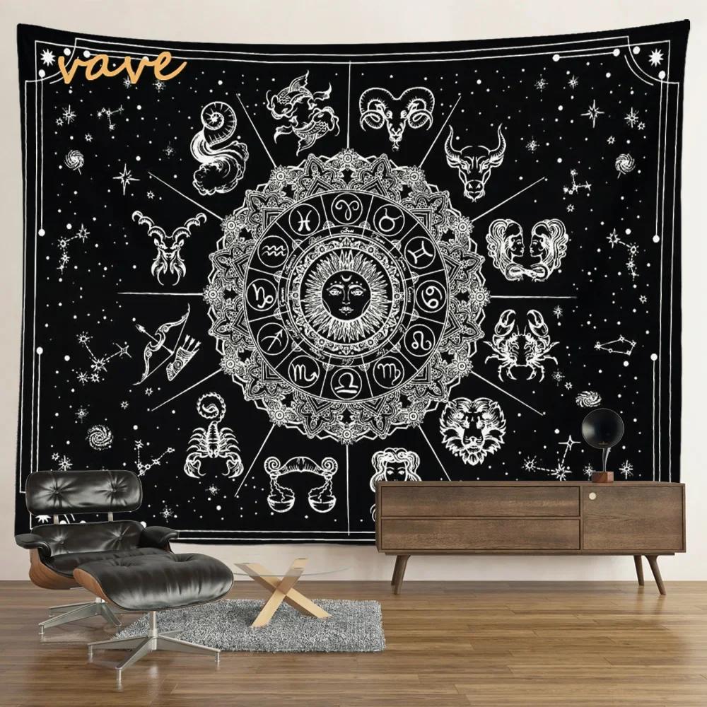 VIKAMA Mysterious Tarot Tapestry Sun Moon Mandala Wall Hanging for Meditation Witchcraft Altar Bohemian Home Decoration