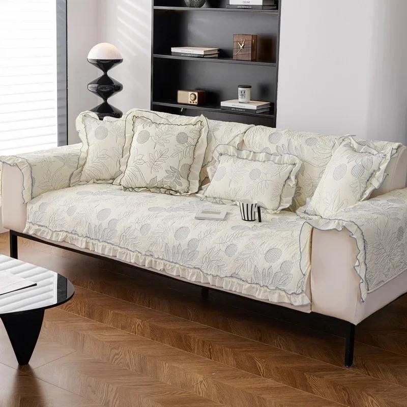 

Cotton Universal Sofa Cover Small Floral Fresh Style Non-slip Sofa Cushion Living Room Four Season Couch Protector Sofa Towel A 70x70