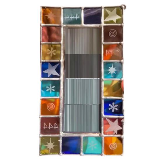 Cadru Photobooth Vitraliu Handmade Cadru Vertical Vintage pentru Benzi Foto cu 4 Poze Cadru de Cupru Folie Vitraliu Lucrat Manual Cadou de Amintire