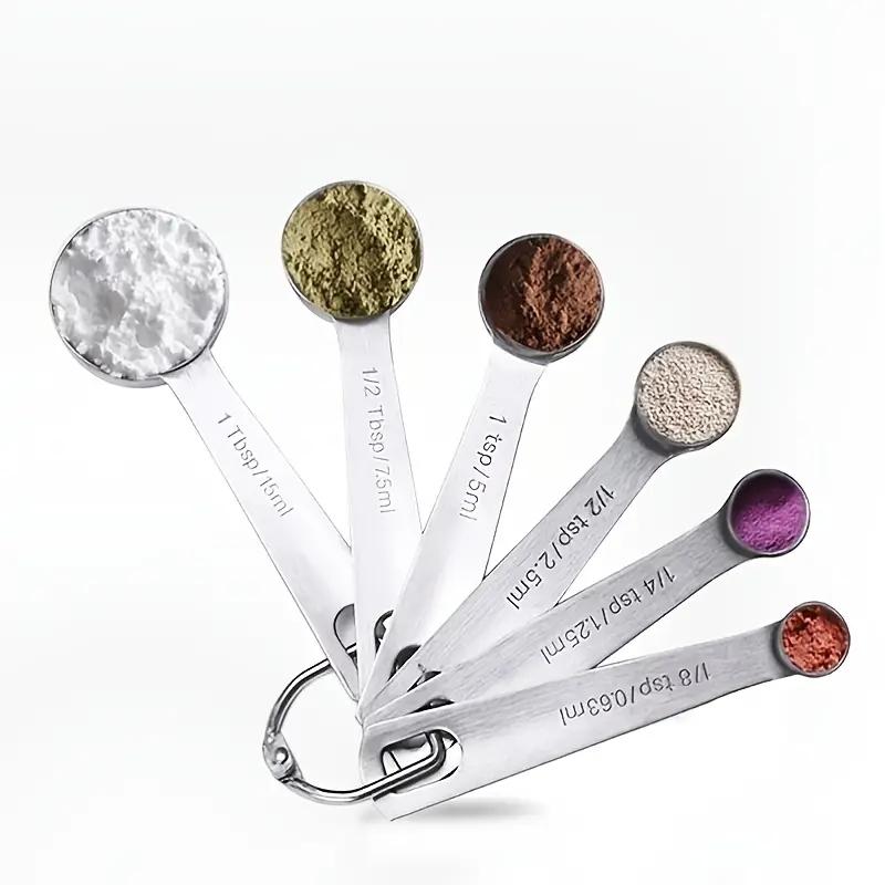 Stainless Steel Measuring Spoon Set, Including American and Metric Measuring Spoons, for Measuring Dryness and Liquid Compositio