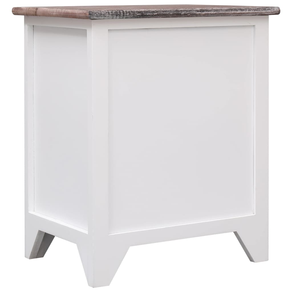 Nightstand Brown and White 38*28*45 cm Paulownia Wood