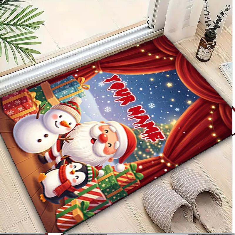 1PC Custom Name Christmas Magic Night Theme Floor Mat Ideal for Living Room, Game Rooms, Office, Bedroom,Floor Mat Playful Design