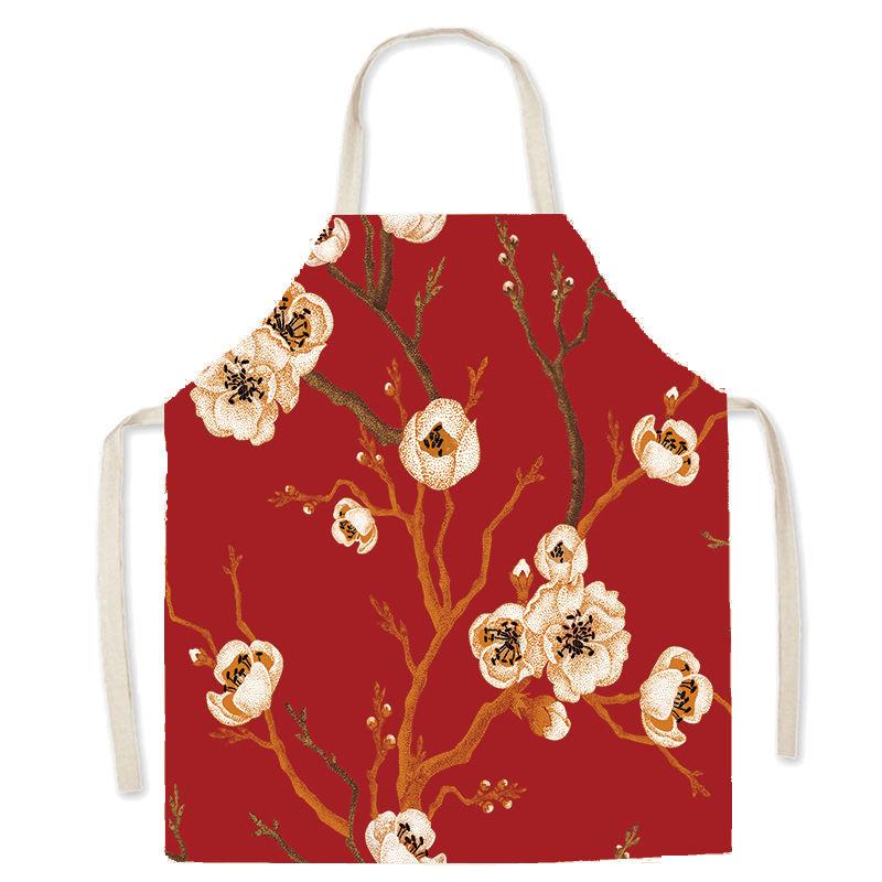 Pastoral Style Floral Series Kitchen Sleeveless Apron Color Floral Linen Apron Parent-Child Children'S Apron