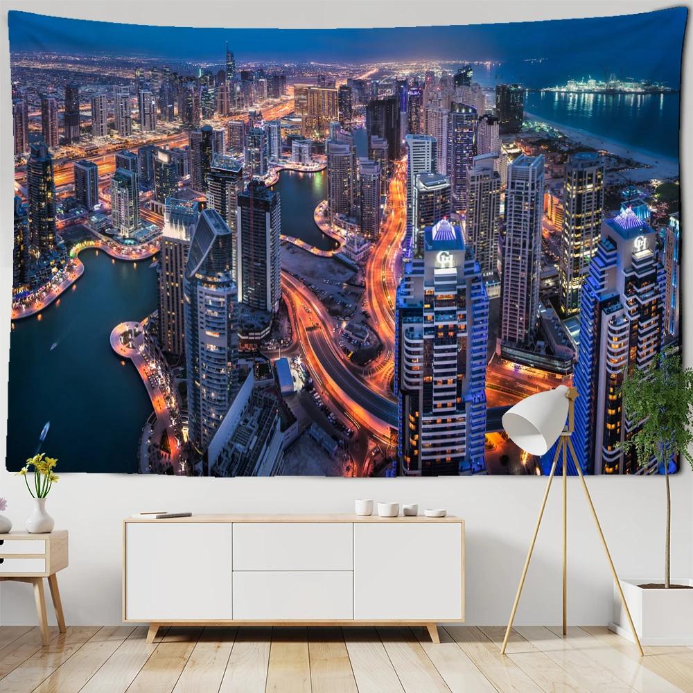 City Night View Tapestry Wall Hanging Bohemian Style Hippie Tapiz Witchcraft Aesthetics Room Home Decor