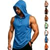 Men's Sleeveless Hoodie Muscle Fit Gym Tank Top Breathable Quick Dry Workout Vest for Fitness Training
