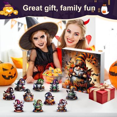 2025 Halloween Gnome Advent Calendar 2D Acrylic Hanging Ornaments Set 24 Days