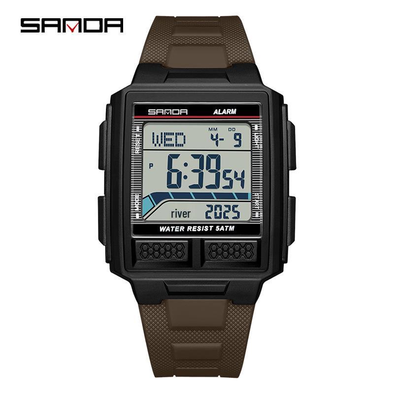 SANDA Youth Sports Luminous Waterproof Multifunction Watch with World Time & Alarm