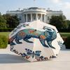 1 PC Automatic Folding Umbrella-Khokhloma Pattern, Portable & Foldable Design with 8 Ribs, Christmas Birthday Gifts