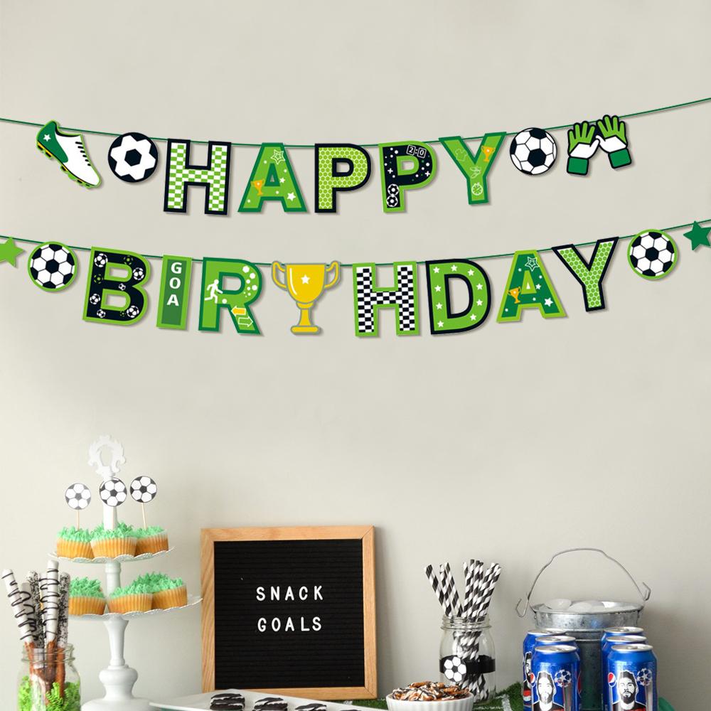 Football Sports Theme Party Banner Garlands Happy Birthday Party Decor Kids Boy Girl Soccer Pull Flag School Sport Theme Decor