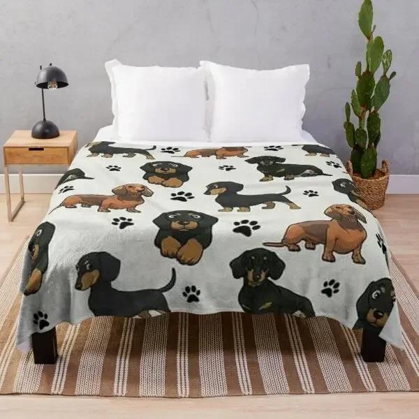 Dachshund Dog Blanket Fleece Spring/Autumn Wiener Sausage Dog Lightweight Throw Blankets for Sofa Car Bed King Queen Size
