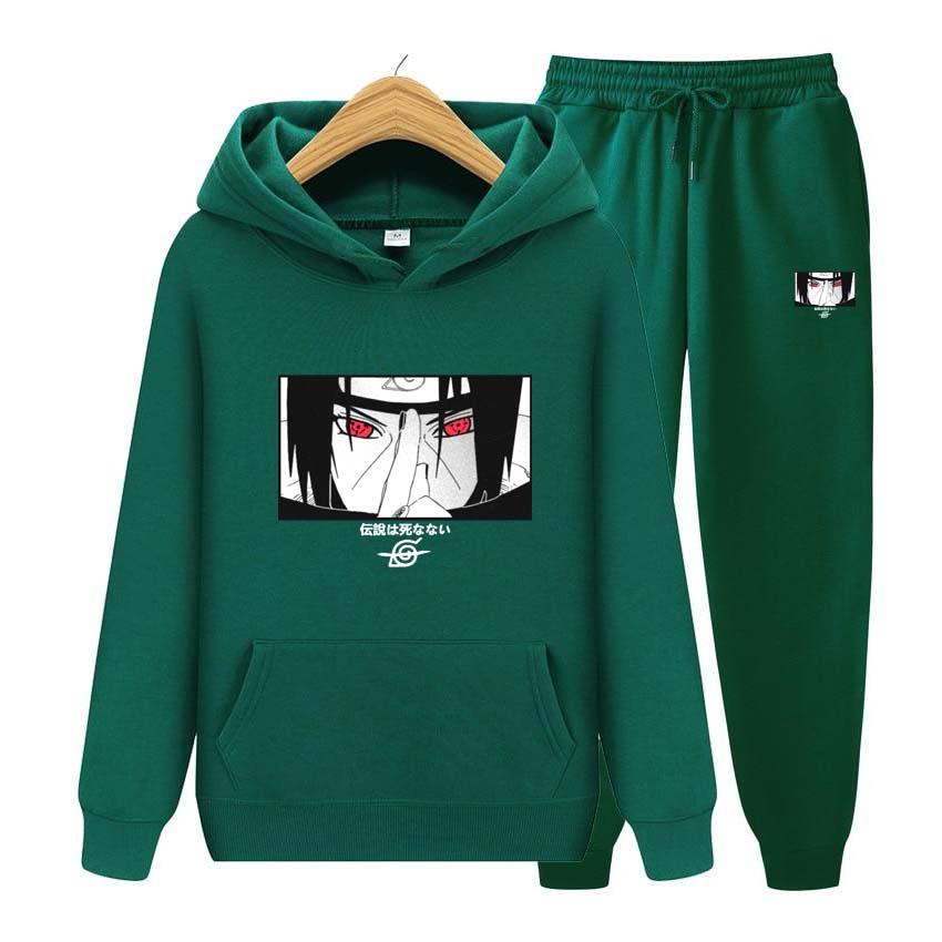 Men's Sets Anime Print Sweatshirt Sport Suit Tracksuit 2 Pieces Set Sweatshirt+Pants Suit Hooded Jacket Coat