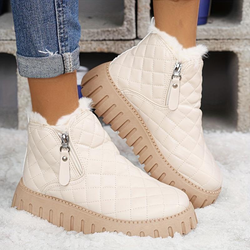 Varme snøstøvler for kvinner med fortykkede såler, høye ankelstøvler og fritidssko for vinteren.