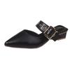 Fashion Women Slippers Casual Low Heels Shoes 2025 Spring Summer Leather Pointed Shoes Women New Soft Designer Slippers