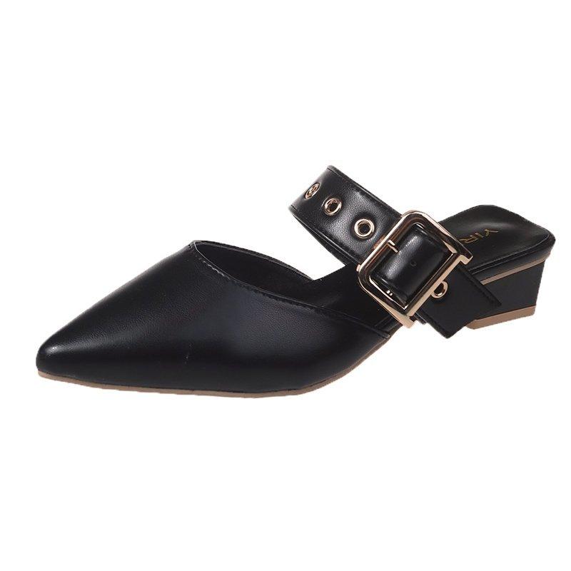 Fashion Women Slippers Casual Low Heels Shoes 2025 Spring Summer Leather Pointed Shoes Women New Soft Designer Slippers