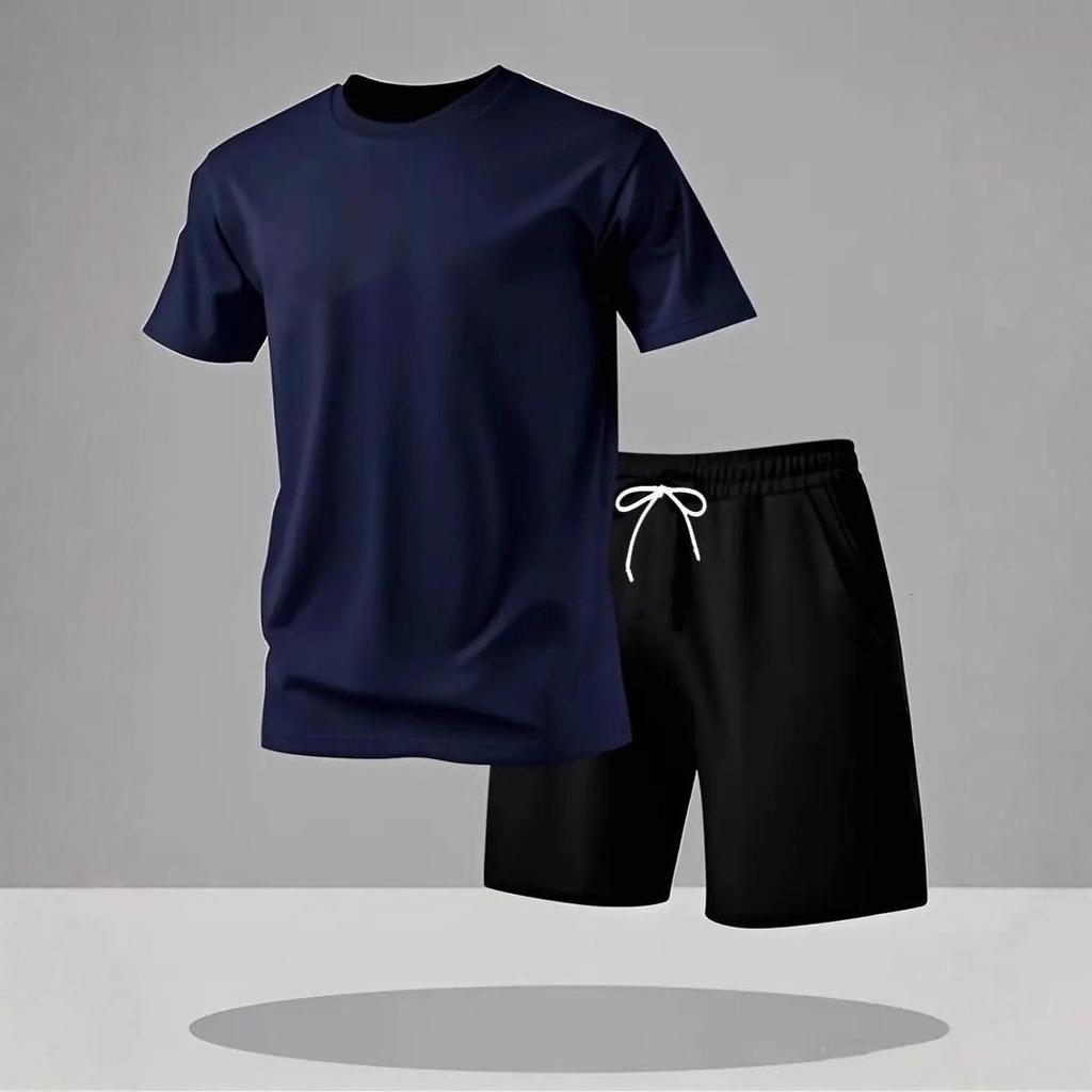 Men's European-Style Summer Casual Set: Trendy Short-Sleeved T-Shirt and Shorts, 2025 New Loose Two-Piece Sportswear