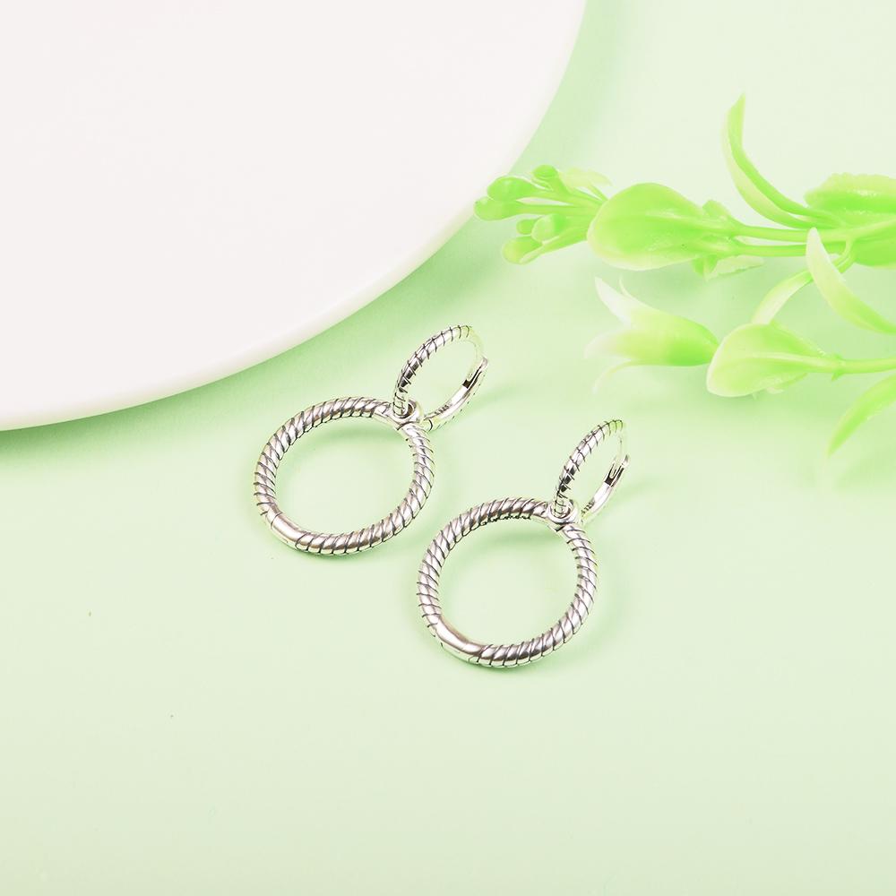 New Moments Charm Cercei cu cerc dublu Bijuterii din argint 925 Cercei nunta pentru femei ureche