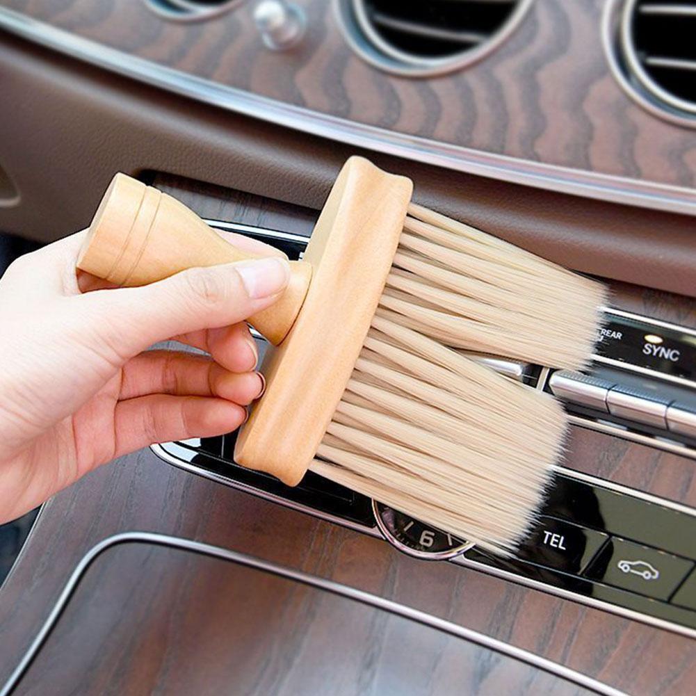 1PC  Cleaning Wooden Cleaning Brush Soft Bristles Multifunctional For Household Window Car Detail Dust Removal Cleaning Tools
