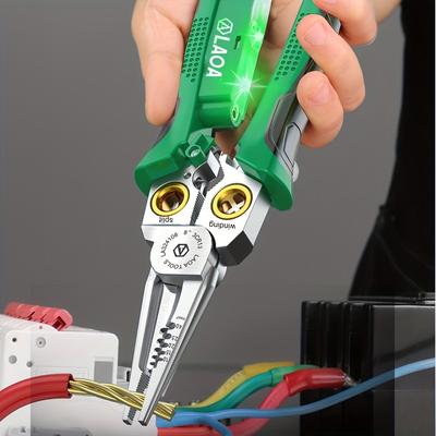 Electrician‘s Plier 8-in-1 Multi-Functional Wire Stripper Scissors With Electrical Test Non-slip Wire Stripping Pliers