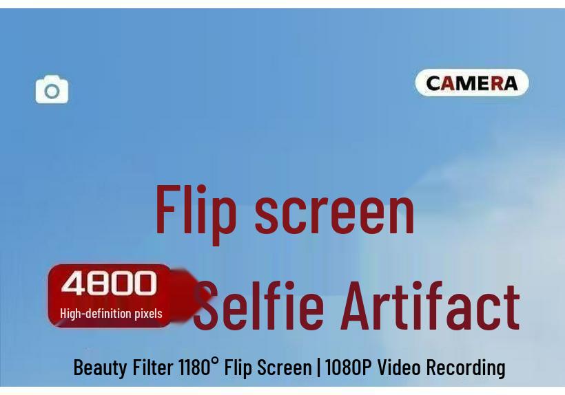 4K Digital Camera with Flip Screen for Selfies, 9600W HD High Pixel Quality