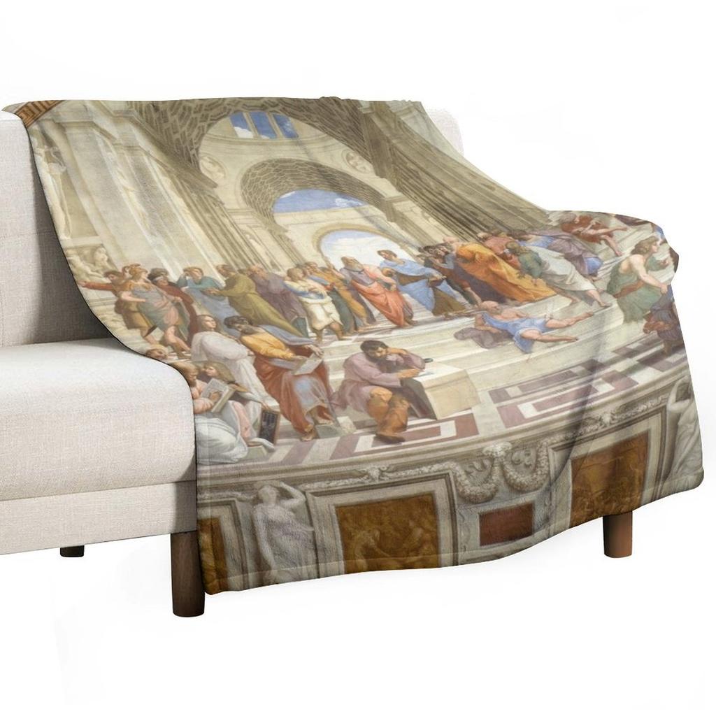 The School of Athens by Raffaello di Sanzio Throw Blanket Beautifuls Plaid Soft Beds Blankets