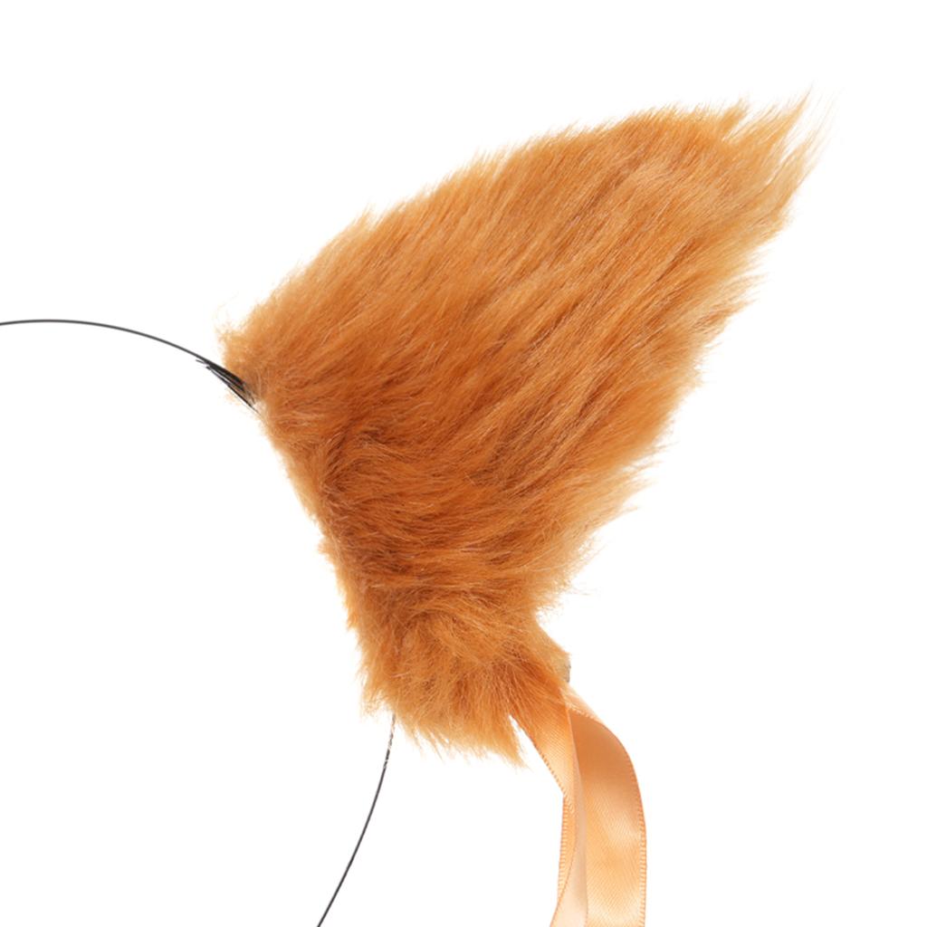 Plush Fox Ear Hair Clip Headband Hair Accessory Cute Furry Fox Ear Hairpin Soft Fox Ear Hairband Ribbon Headdress for