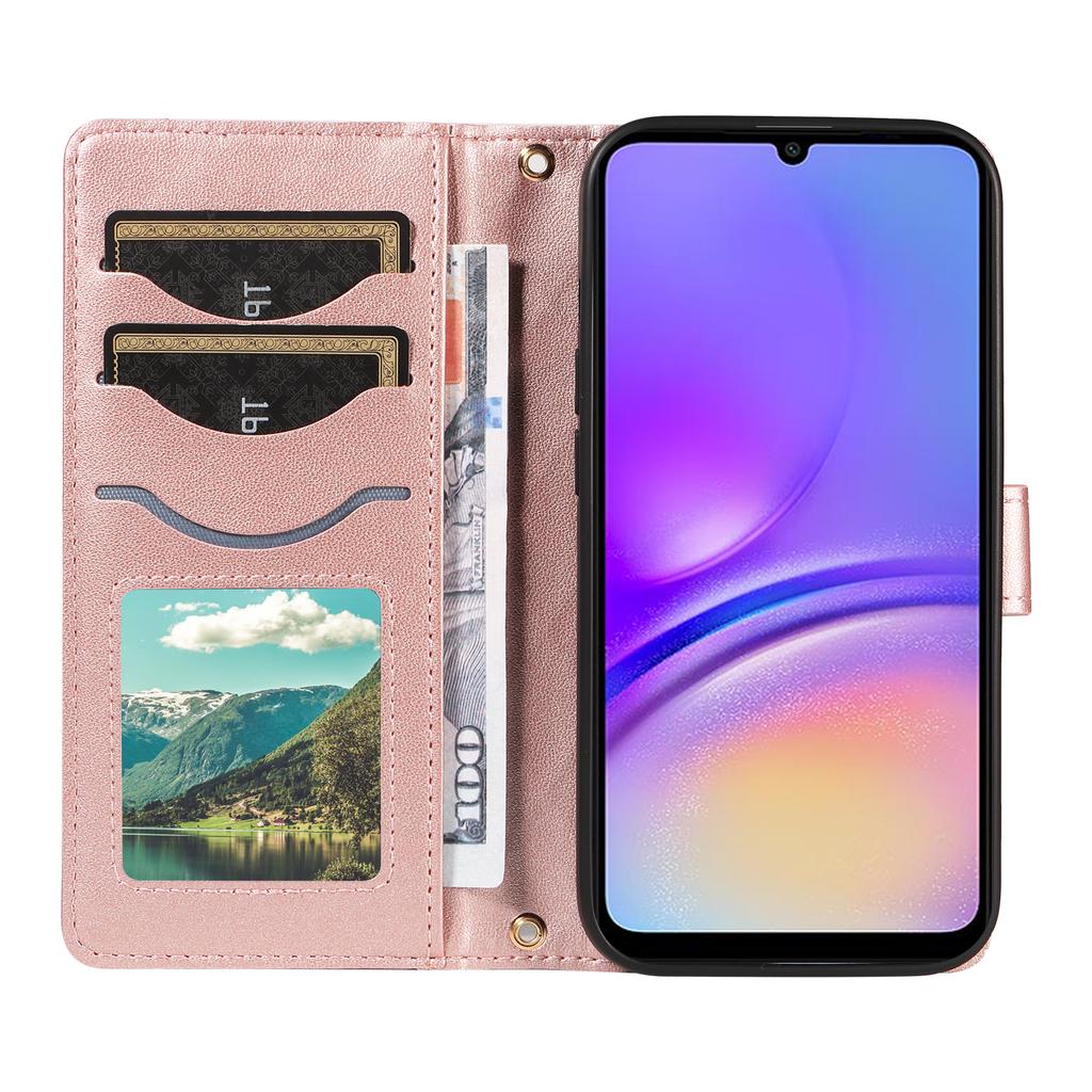 For Samsung Galaxy A05 4G Case Wallet Rhombus Leather Phone Cover with Shoulder Strap,Wrist Strap