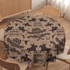 Farmhouse Western Cowboy Round Tablecloth Vintage Country West Cowboy Riding Horses Print Washable Cover for Home Party