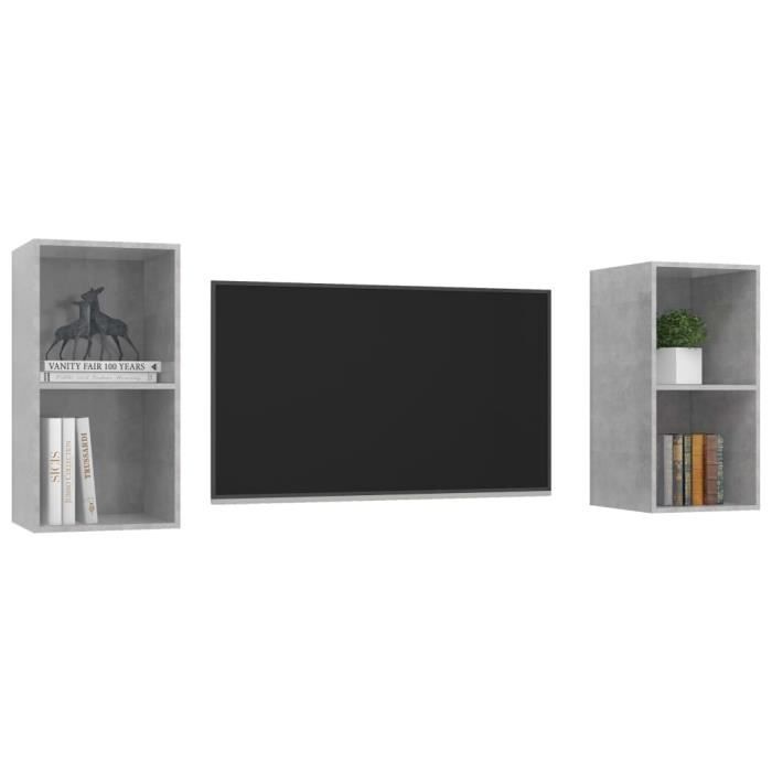 VidaXL Meubles TV muraux 2 pcs Gris béton Bois d'ingénierie 3079848