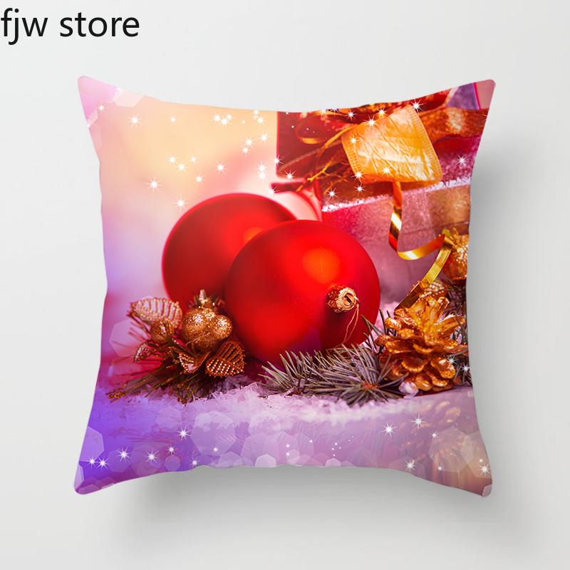 Christmas Decorative Pillowcase  Ball Gift Pendant Printed  Sofa Cushion Cover New Year Home Decoration