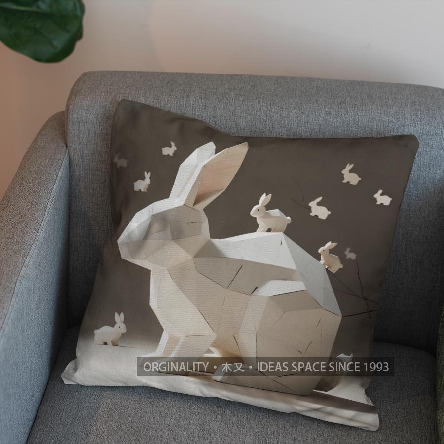 2D Geometric Rabbit Pattern Digital Print Pillow Pattern Cushion Cover Suitable For Sofa Bedroom Car Pillow Cover